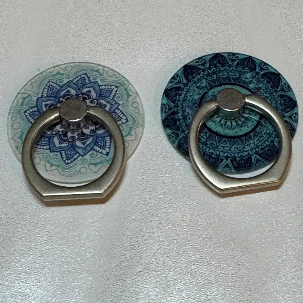 Set of 2 Mandala Phone Ring Holder Stand 360 Degree Rotation Adhesive‎ Mount